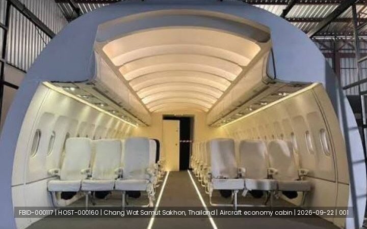 FBID-000117 · Chang Wat Samut Sakhon, Thailand · Aircraft economy cabin